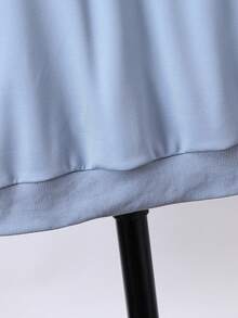 SHEIN 10-14歲男童字母壓紋長袖運動衫 - 霧霾藍 - 查看 4