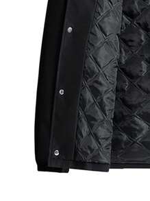 男式立領拼接棉袄外套 - 黑色 - 查看 3
