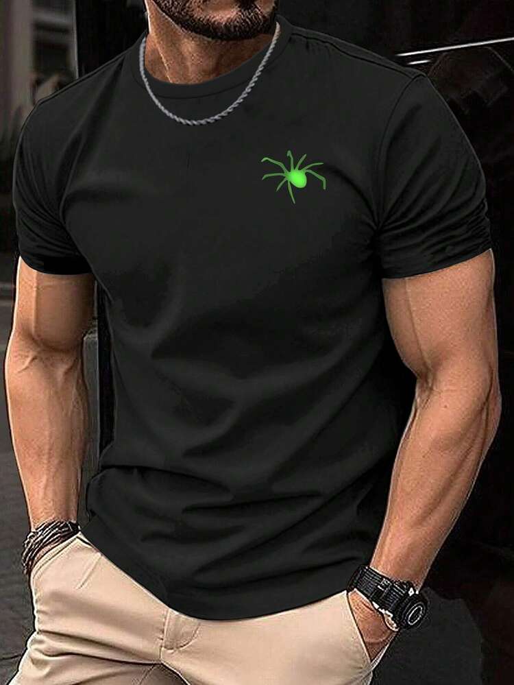 Men's Plus Size Letter Print Round Neck T-shirt