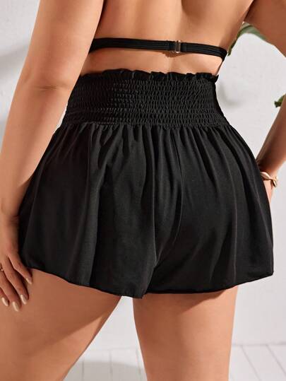 Swim Lushoire Summer Beach Plus Size Solid Color Striped Wide Waistband Bikini Bottom Carnival