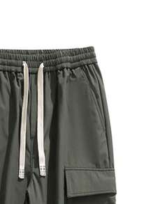 Quần cargo nam lót giữ nhiệt có logo chữ, giữ ấm. - xanh quân đội - Xem 3