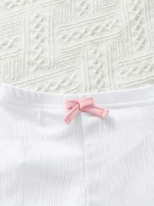 SHEIN Vintaside Kids Baby Girls' 4-Piece Casual Versatile Cute Shorts Set, Summer - Multicolor - View 5