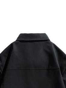 男式立領拼接棉袄外套 - 黑色 - 查看 5