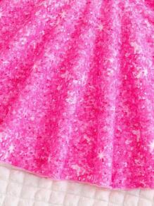 Young Girl Toddler Girls Galaxy Print Ruffle Trim Dress - Pink - View 5