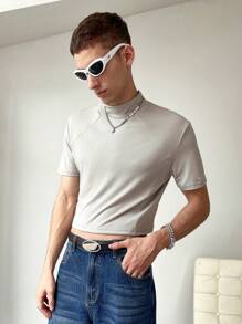 Manfinity Fever City 男士分縫袖短款t恤 - 灰色 - 查看 3