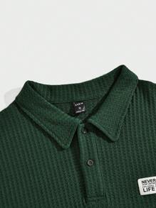 Manfinity VCAY 男士寬鬆字母拼接短袖polo衫 - 綠色 - 查看 4