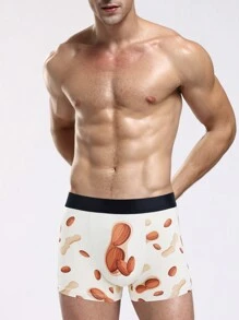 Men'S Printed Boxer Shorts In Peanut & Almond Design - Multicolor - View 1