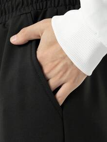 Manfinity Hypemode 男士束口腰帶印花褲子 - 黑色 - 查看 7