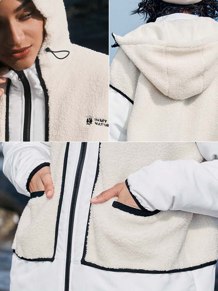 Women's Plush Patchwork Hooded Outdoor Fleece Pullover Fleece Jacket Womenteen Fleecesherpa Jacket