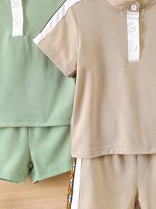 Baby Boys' Multicolor Knitted Top & Shorts Set - Multicolor - View 8