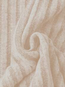 SHEIN LUNE 大尺碼女士拼色連帽毛衣裙 - 杏色 - 查看 3