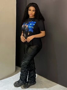 Slaydiva 字符和字母印花t恤 - 黑色 - 查看 4