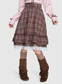 ROMWE J-Fashion 森系格子A字裙