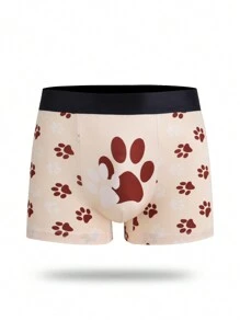 Boxer Cortos Para Hombres De Cintura Con Diseño De Garra Y Bloques De Color - Multicolor - Ver 3