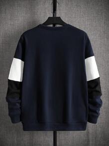 Manfinity BRENVOR Men's Color Block Casual Sweatshirt, For Fall Winter