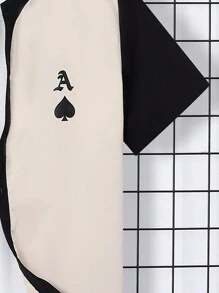 SHEIN 青少年男孩寬鬆短袖襯衫,帶黑桃a圖案,配色設計 - 彩色 - 查看 5