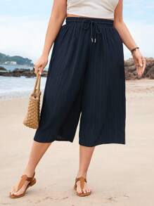 SHEIN VCAY Plus Size Solid Color Cropped Summer Pants