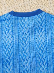 Cô gái Tween Giải trí Thành thị Hoạt hình In Vòng cổ Áo nỉ - Màu xanh lam - Xem 4