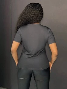 Slaydiva Abstract Printed Tee With Figure Design - Grey - View 2