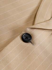 Manfinity Mode Men'S Striped Notched Lapel Single Breasted Blazer And Dress Pants Set - Khaki - View 4