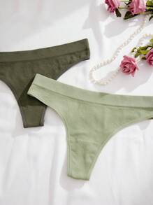 Shein Underwear&Sleepwear Basics Women's Solid Color Sexy Thongs (5pcs/Pack)