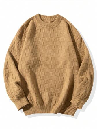 Men's Autumn/Winter Round Neck Drop Shoulder Long Sleeve Sweater