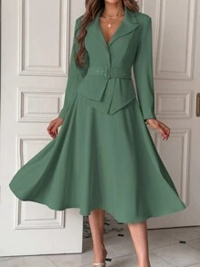 SHEIN Privé Của phụ nữ Bọc Bộ đồ Áo khoác Và Bộ váy - màu xanh lá - Xem 1