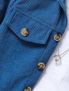 SHEIN 男孩帶翻蓋細節燈芯絨夾克和褲子套裝 - 彩色 - 查看 7