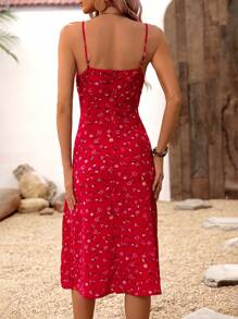 EMERY ROSE Vestido camisero con estampado floral y bajo dividido para ropa de Año Nuevo, vestidos de playa y vacaciones para mujeres