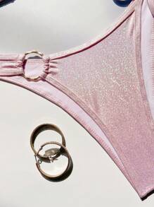 Swim SXY Bikini con fibbia metallica lucida set da donna per carnevale, estate e spiaggia