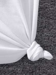 SHEIN Little Girls' Heart Mesh Splice Top & Solid Color Shorts Set - Pink - View 3