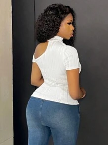 Slaydiva 空洞細節純色t恤 - 白色 - 查看 5