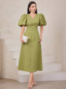 Modelyn Women'S Puff Sleeve Maxi Dress - Green - View 4