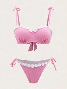 Swim Mod Women's Floral Decorated Bikini Set Valentine Summer Beach