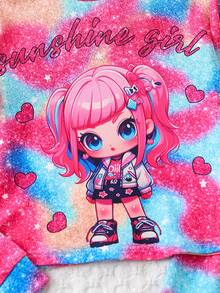 SHEIN Tween 女孩閃光效果印花長袖兩件套 - 彩色 - 查看 4