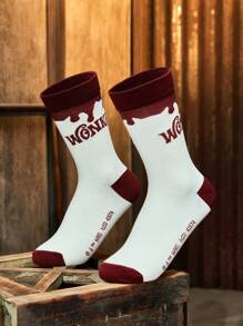 Willy Wonka and the Chocolate Factory X ROMWE Frauen Mittel-kälber-socken
