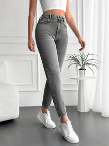 Cloudara Women's Solid Color Skinny Jeans - Dark Wash - View 5