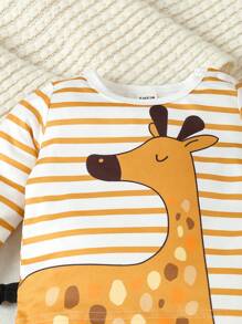Baby Boy Infant & Toddler Boys' Fun And Cute Striped Long Sleeve Top With Giraffe Print Pants Set - Yellow - View 5