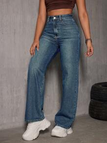 Women's Cat Whisker Straight Leg Jeans - Medium Wash - View 1
