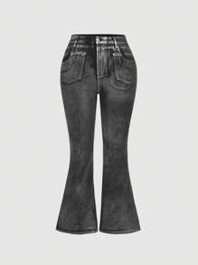 SHEIN MOD Jeans acampanados lavados de talla grande