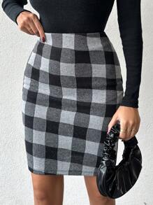 SHEIN Cottnline Women's Plaid Skirt - Multicolor - View 5