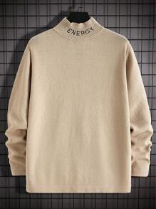 Manfinity VCAY Men's Long Sleeve Sweater With Letter Embroidery, For Fall Winter