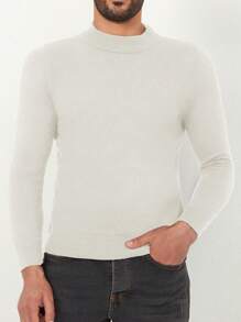 RueChic Men's Slim Fit Turtleneck Sweater - Beige - View 3
