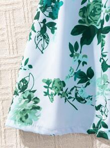 SHEIN Young Girl Floral Print Dress With Ruffle Hem,Holiday,Summer,Travel