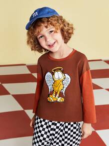 GARFIELD | SHEIN 男孩（小童）卡通印花長袖t卹 - 棕色 - 查看 3