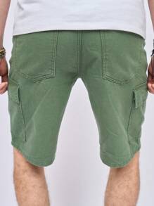 Manfinity Homme Men's Solid Color Cargo Denim Shorts - Army Green - View 2
