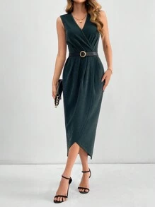 SHEIN Tall Sleeveless Wrap Dress Without Waistband