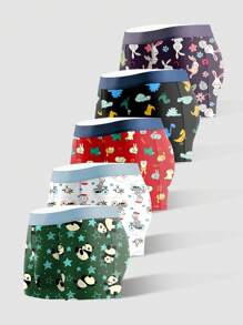Men 5pcs Cartoon Graphic Boxer Brief - Multicolor - View 3
