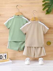 Baby Boys' Multicolor Knitted Top & Shorts Set - Multicolor - View 2