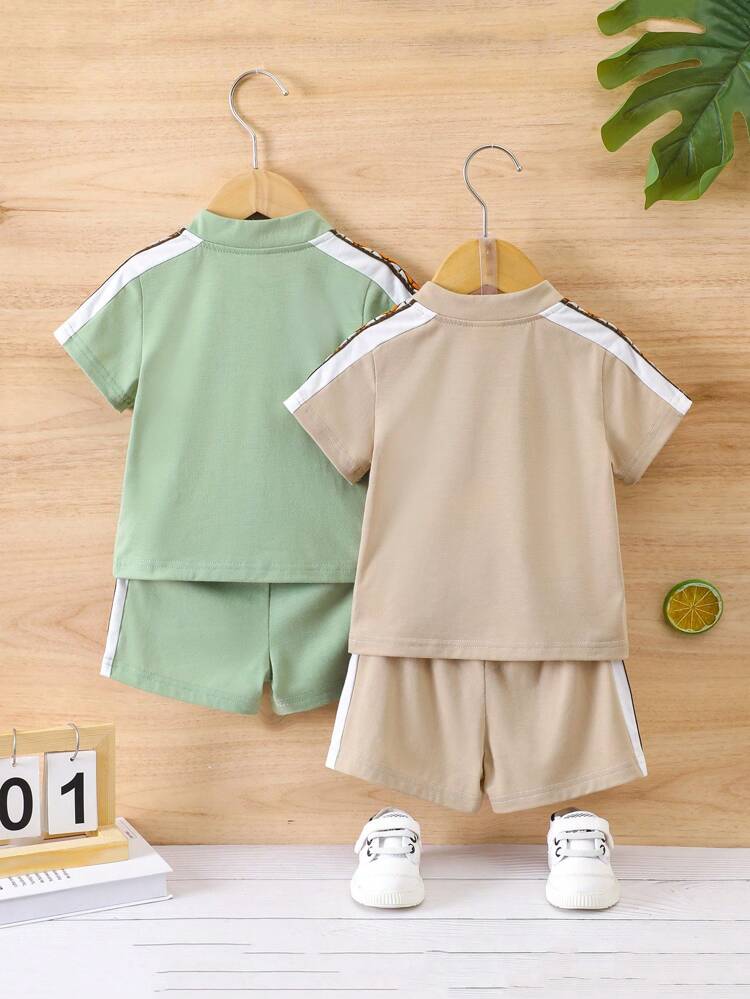 Baby Boys' Multicolor Knitted Top & Shorts Set